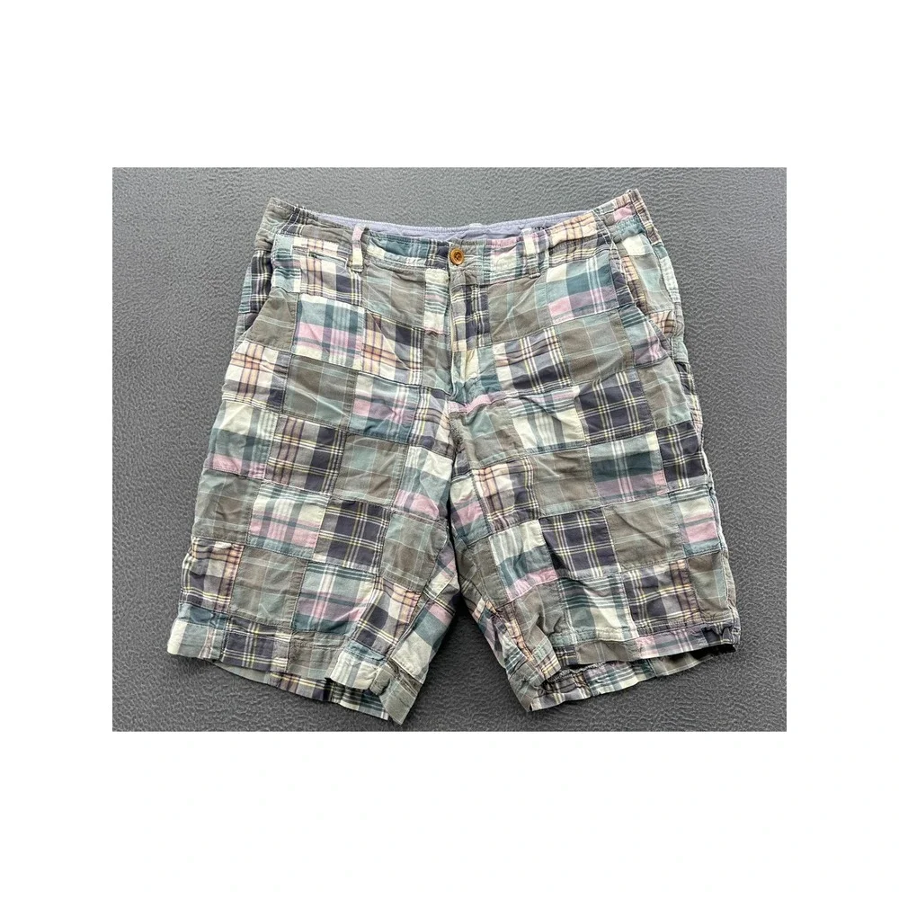 J. Crew Field Shorts Mens Sz 34 Patchwork Madras Plaid Multi Color Preppy Summer